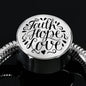 Faith Hope Love, Clear Background Circle with Durable Steel Bracelet Circle Charm S/M Bracelet & Charm No