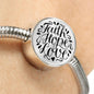 Faith Hope Love, Clear Background Circle with Durable Steel Bracelet Circle Charm