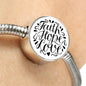 Faith Hope Love, White Background Circle with Durable Steel Bracelet Circle Charm