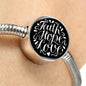 Faith Hope Love, Black Background Circle with Durable Steel Bracelet Circle Charm