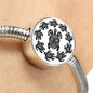 Peaceful Tribal Turtle, White Background Circle with Durable Steel Bracelet Circle Charm