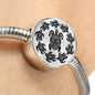 Peaceful Tribal Turtle, Clear Background Circle with Durable Steel Bracelet Circle Charm