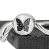 Butterflies Black and White Circle with Durable Steel Bracelet Jewelry 