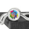 Color Splash Turtle, Clear Background Circle with Durable Steel Bracelet Circle Charm 