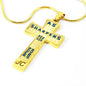 Proverbs 27:17 Premium Cross, Blue/White Jewelry