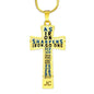 Proverbs 27:17 Premium Cross, Blue Jewelry