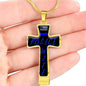 Police Wife Cross with Thin Blue Line Jewelry