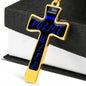 Police Wife Cross with Thin Blue Line Jewelry Luxury Necklace (Gold) No