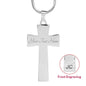 Proverbs 27:17 Premium Cross, Blue/White Jewelry Luxury Necklace (Silver) Yes