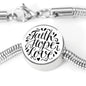 Faith Hope Love, White Background Circle with Durable Steel Bracelet Circle Charm M/L Bracelet & Charm No