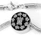 Peaceful Tribal Turtle, Black Background Circle with Durable Steel Bracelet Circle Charm M/L Bracelet & Charm No