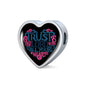 Trust in The Lord, Black Heart Charm Bracelet Jewelry Heart Charm Only No