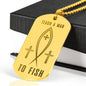 Teach A Man To Fish | 18k Gold Engraved Jewelry Engraved Dog Tag 18k Gold-Plated No