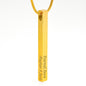 Stylish Bar Necklace With YOUR Custom Engraving | Vertical Stick Necklace Jewelry Gold Engraved 4 Sided Stick Necklace