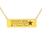 Sheriff Mom Jewelry 18K Gold Over Stainless Steel Horizontal Bar Necklace No