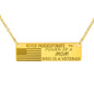 Powerful Mom and Veteran Necklace Jewelry 18K Gold Over Stainless Steel Horizontal Bar Necklace No