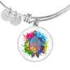 Color Splash Turtle, White Background Circle Bangle Jewelry 