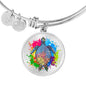 Color Splash Turtle, Clear Background Circle Bangle Jewelry