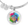Color Splash Turtle, Clear Background Circle Bangle Jewelry 