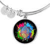 Color Splash Turtle, Black Background Circle Bangle Jewelry 