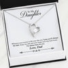 To Daughter Love, Dad - Love Forever Heart Necklace Jewelry 14k White Gold Finish 
