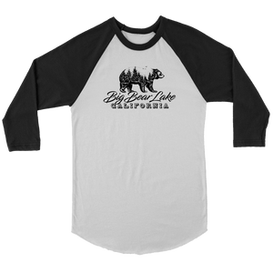 Big Bear Lake California V.2 Black Raglan T-shirt Canvas Unisex 3/4 Raglan White/Black S