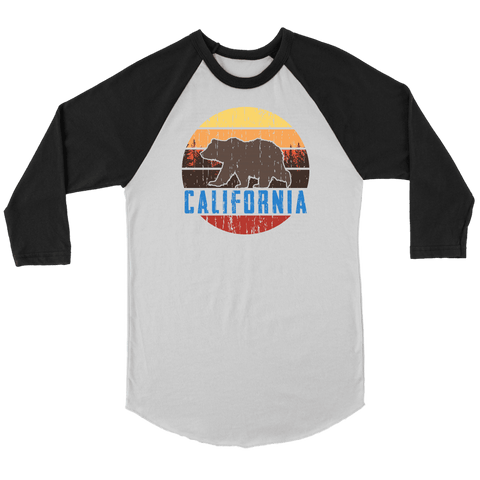 Image of Big Bear Lake California V.1, Raglan T-shirt Canvas Unisex 3/4 Raglan White/Black S