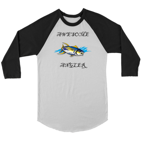 Image of You're An Awesome Angler | V.3 Pirate T-shirt Canvas Unisex 3/4 Raglan White/Black S