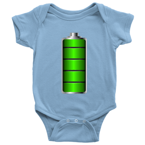 Image of Fully Charged Onsies T-shirt Baby Bodysuit Light Blue NB