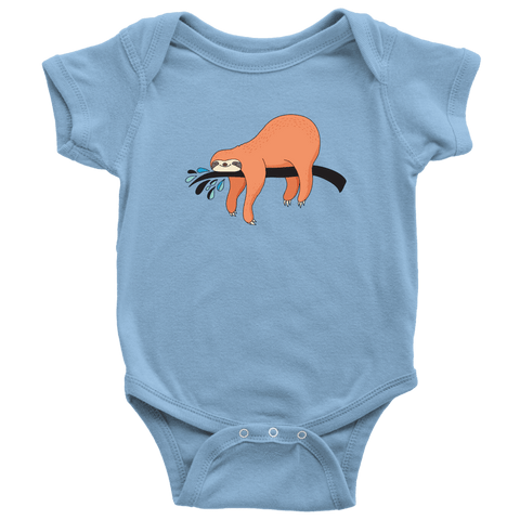 Image of Sleepy Sloth Onsies T-shirt Baby Bodysuit Light Blue NB