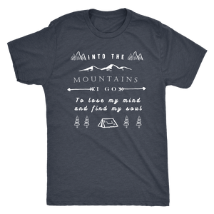 Into the Mountains I Go T-shirt Next Level Mens Triblend Vintage Navy S