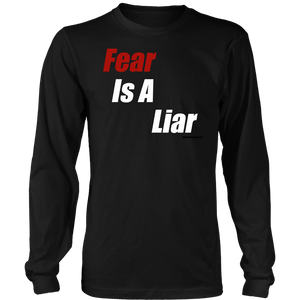 Fear Is A Liar, Bold White T-shirt District Long Sleeve Shirt Black S
