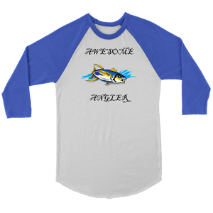 You're An Awesome Angler | V.3 Pirate T-shirt Canvas Unisex 3/4 Raglan White/Royal S