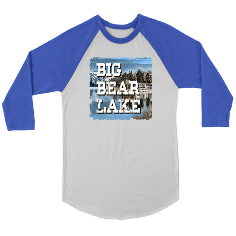 Image of Big Bear Lake V.1 Raglan T-shirt Canvas Unisex 3/4 Raglan White/Royal S