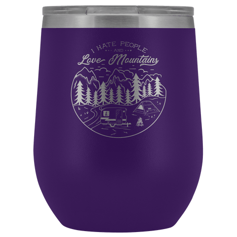 Image of Love The Mountains | Wine Tumbler Wine Tumbler Purple 