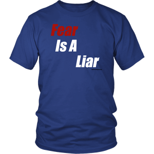 Fear Is A Liar, Bold White T-shirt District Unisex Shirt Royal Blue S