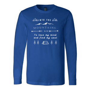 Into the Mountains I Go T-shirt Canvas Long Sleeve Shirt Royal S