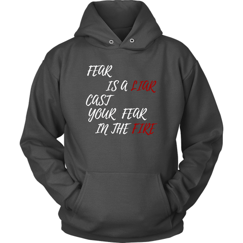 Image of Fear Is A LIAR! White T-shirt Unisex Hoodie Charcoal S