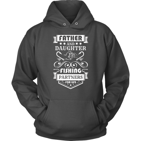 Image of Father and Daughter Fishing Partners T-shirt Unisex Hoodie Charcoal S