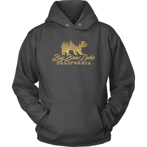 Image of Big Bear Lake California V.2, Gold, Hoodies Long Sleeve T-shirt Unisex Hoodie Charcoal S