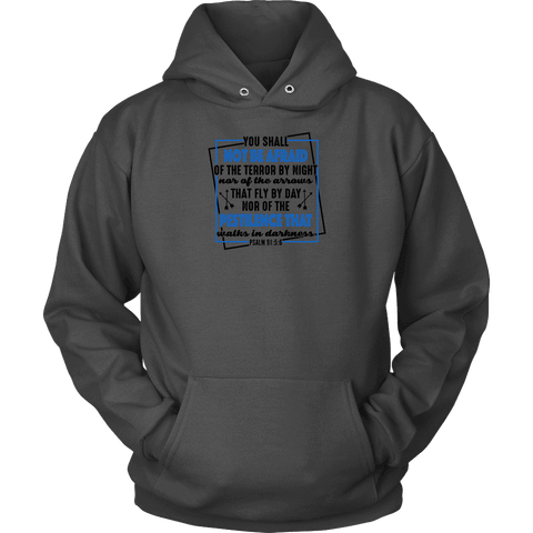 Image of You shall not be afraid Psalm 91 5-6 Black Longsleeve and Hoodie T-shirt Unisex Hoodie Charcoal S