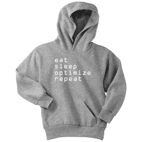 Image of eat, sleep, optimize repeat Hoodie V.1 T-shirt Youth Hoodie Athletic Heather XS