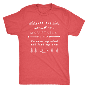 Into the Mountains I Go T-shirt Next Level Mens Triblend Vintage Red S