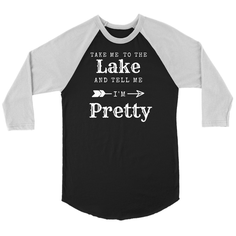 Image of To The Lake T-shirt Canvas Unisex 3/4 Raglan Black/White S