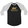 Big Bear Lake California V.2, Raglan, Gold T-shirt Canvas Unisex 3/4 Raglan Black/White S