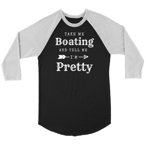 Image of Take Me Boating Womens Shirts T-shirt Canvas Unisex 3/4 Raglan Black/White S