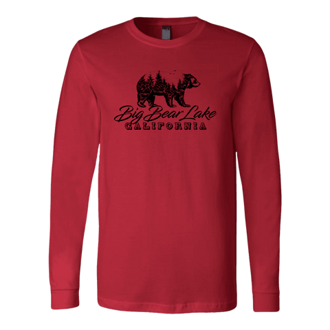 Image of Big Bear Lake California V.2, Hoodies and Long Sleeve T-shirt Canvas Long Sleeve Shirt Red S
