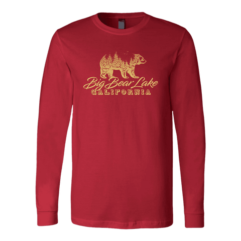 Image of Big Bear Lake California V.2, Gold, Hoodies Long Sleeve T-shirt Canvas Long Sleeve Shirt Red S