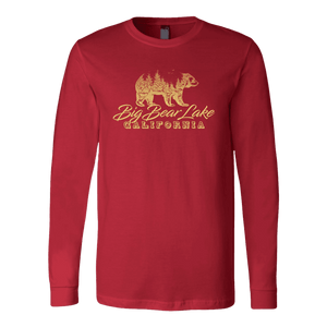 Big Bear Lake California V.2, Gold, Hoodies Long Sleeve T-shirt Canvas Long Sleeve Shirt Red S