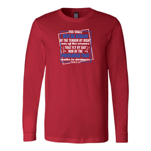 You shall not be afraid Psalm 91 5-6 White Longsleeve and Hoodies T-shirt Canvas Long Sleeve Shirt Red S